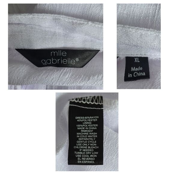 mlle gabrielle White Maxi Shift Dress with Slip Ruffle Hem Boho Romantic Beachy - Picture 6 of 7